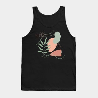 Abstract shapes lines and leaves digital design illustration Tank Top